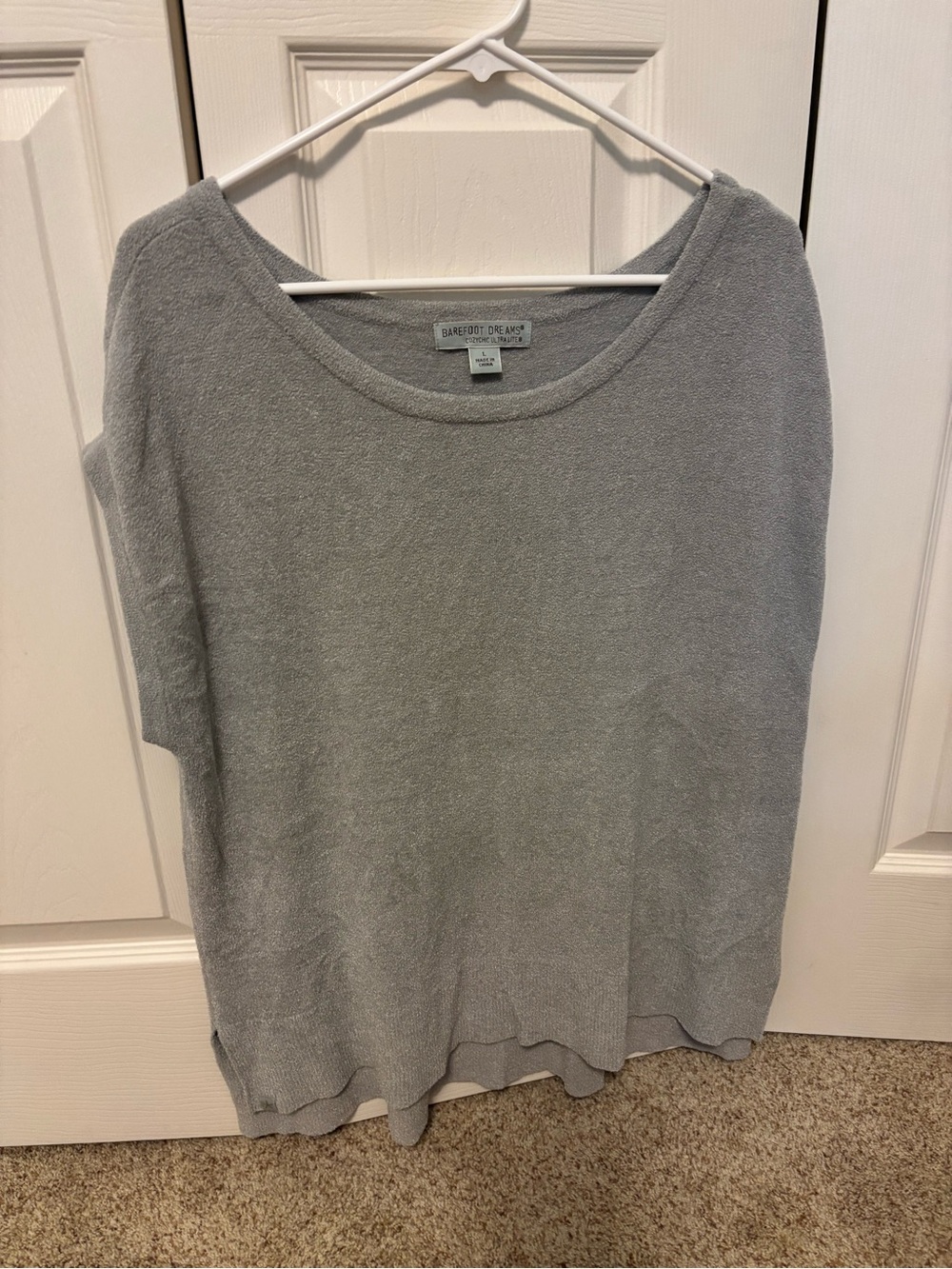 Barefoot Dreams Light Gray Scoop Neck Sweater